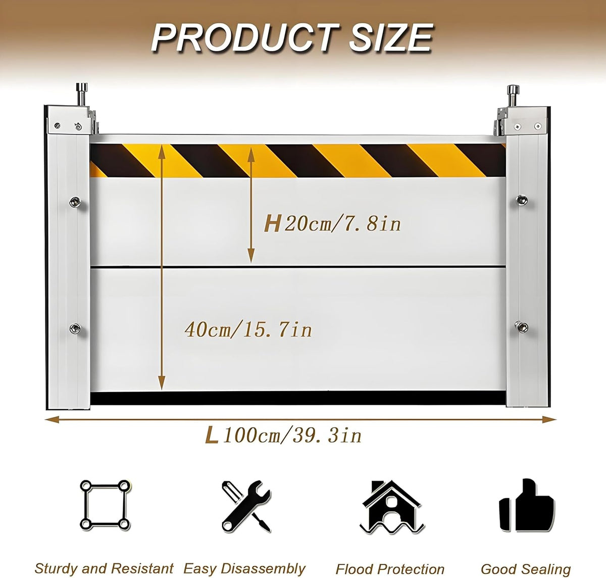 Flood Barriers for Home Exterior,Aluminum Alloy Outdoor Garage Doors Water Barriers for Flooding(H55Inch,L12.5FT)