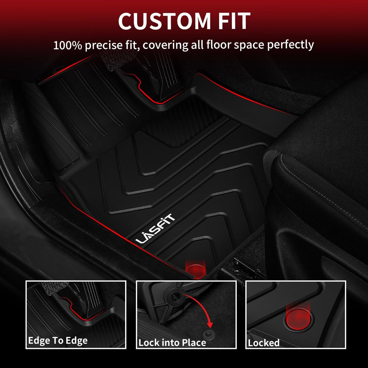 LASFIT Floor Mats Fit for Mazda CX5 2025 2024 2023 2022 2021 2020 2019 2018 2017 Custom Fit TPE All Weather Floor Liners 1st & 2nd Row Car Mats for Mazda CX-5, Black