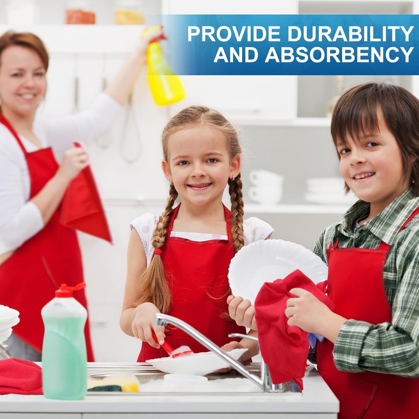 Tenare 100 Pack 12'' x 12'' Microfiber Cleaning Cloths Reusable Cleaning Rags Bulk Microfiber Towels Softer Highly Absorbent Washcloths for House Kitchen Car Window(Red)