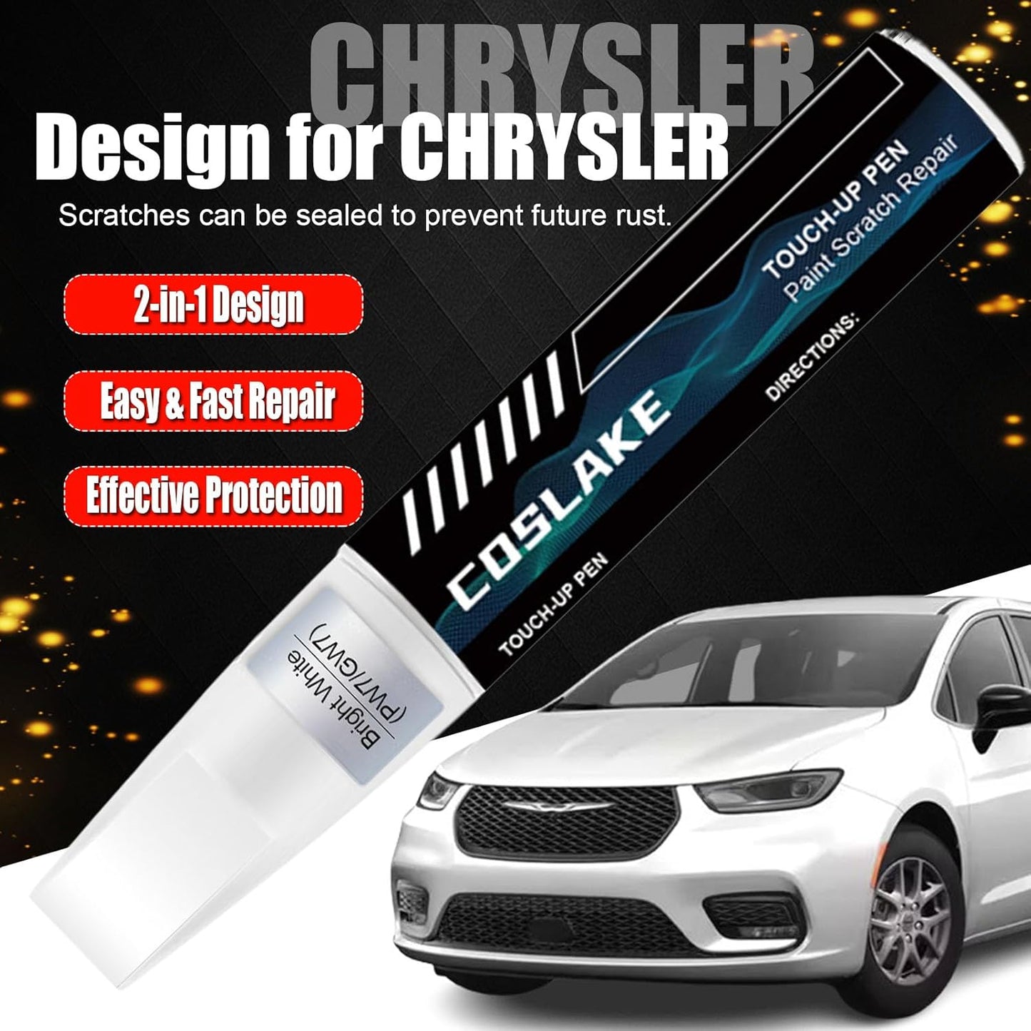 Car Touch Up Paint(Silver Mist(PSE/SSE)) for Chrysler, Car Paint Scratch Repair Kit, Quick & Easy Solution to Repair, Scratch Remover Pen with 2PCS Disposable Micro Applicators