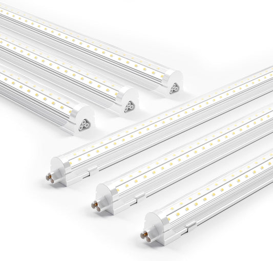 Ensenior 6 Pack 4 FT Led Shop Lights, 6000K Clear White, 5000LM Super Bright, 36W Equivalency 468W, Commercial Bay Lighting, U-Shaped Linkable Shop Lights Plug in for Garage, Workshop, FCC Certified