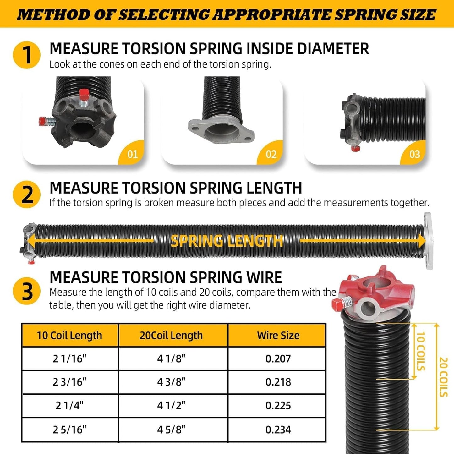 Pair of 2"Garage Door Torsion Springs Set with Non-Slip Winding Bars, Electrophoretic Coated (0.218X2"X32")
