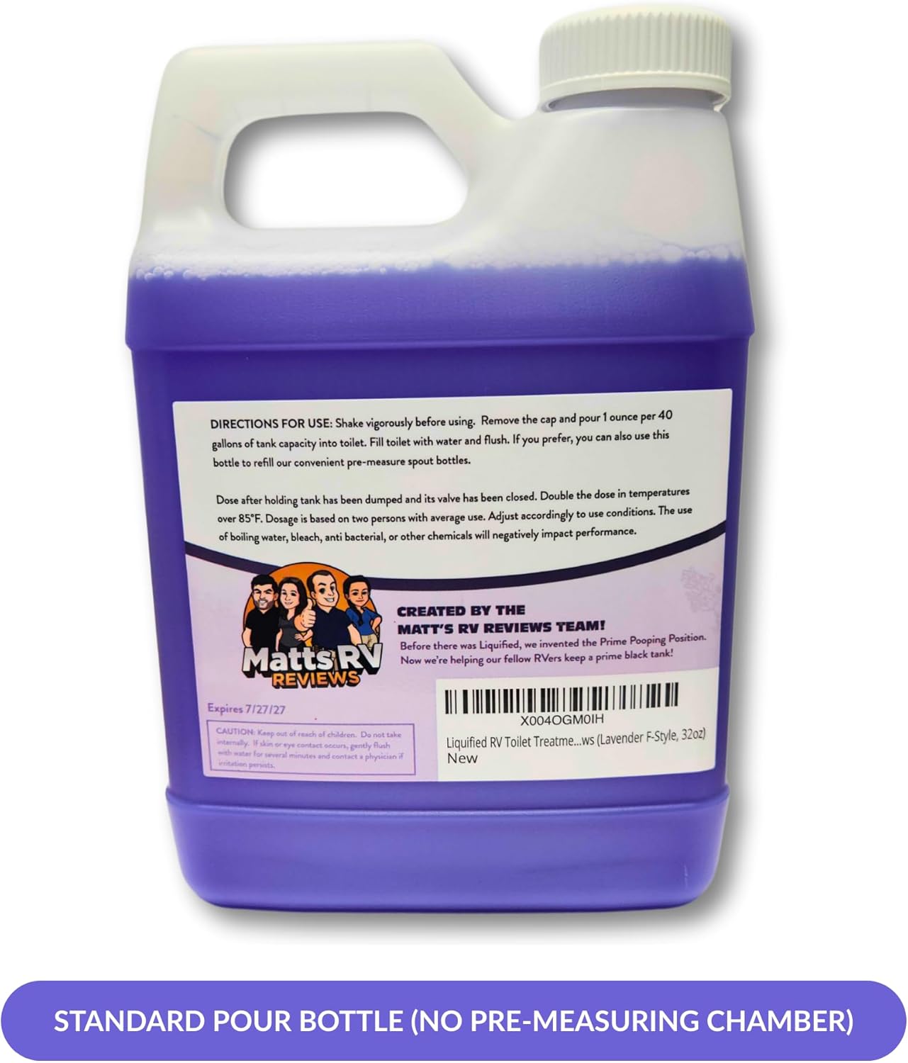 Liquified RV Toilet Treatment - Black Holding Tank Digester - Odor Eliminator - Lavender Scent - Matts RV Reviews (Lavender F-Style, 32oz)