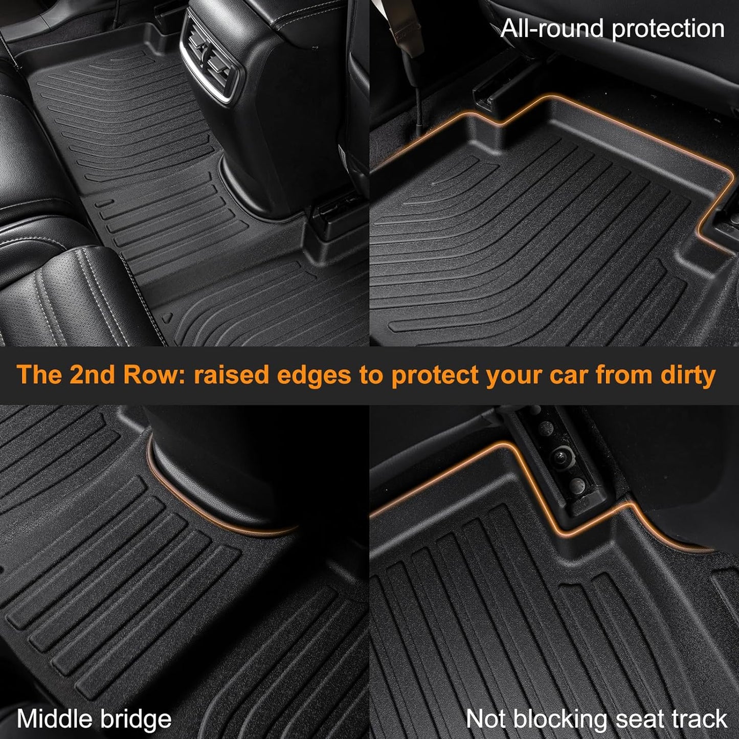 Binmotor-All Weather Floor Mats Cargo Liner Set for for Nissan Pathfinder 2013-2021丨2014-2020 Infiniti QX60丨2013 JX35, 3 Rows with Cargo Trunk Mat, Car Mats Pathfinder Accessories