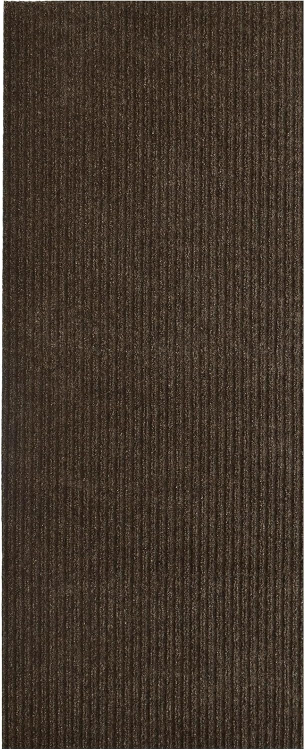 iCustomRug Spartan Weather Warrior Indoor/Outdoor Utility Ribbed Carpet Runner with Non-Slip Thermoplastic Rubber Backing, 6ft X 8ft in Brown