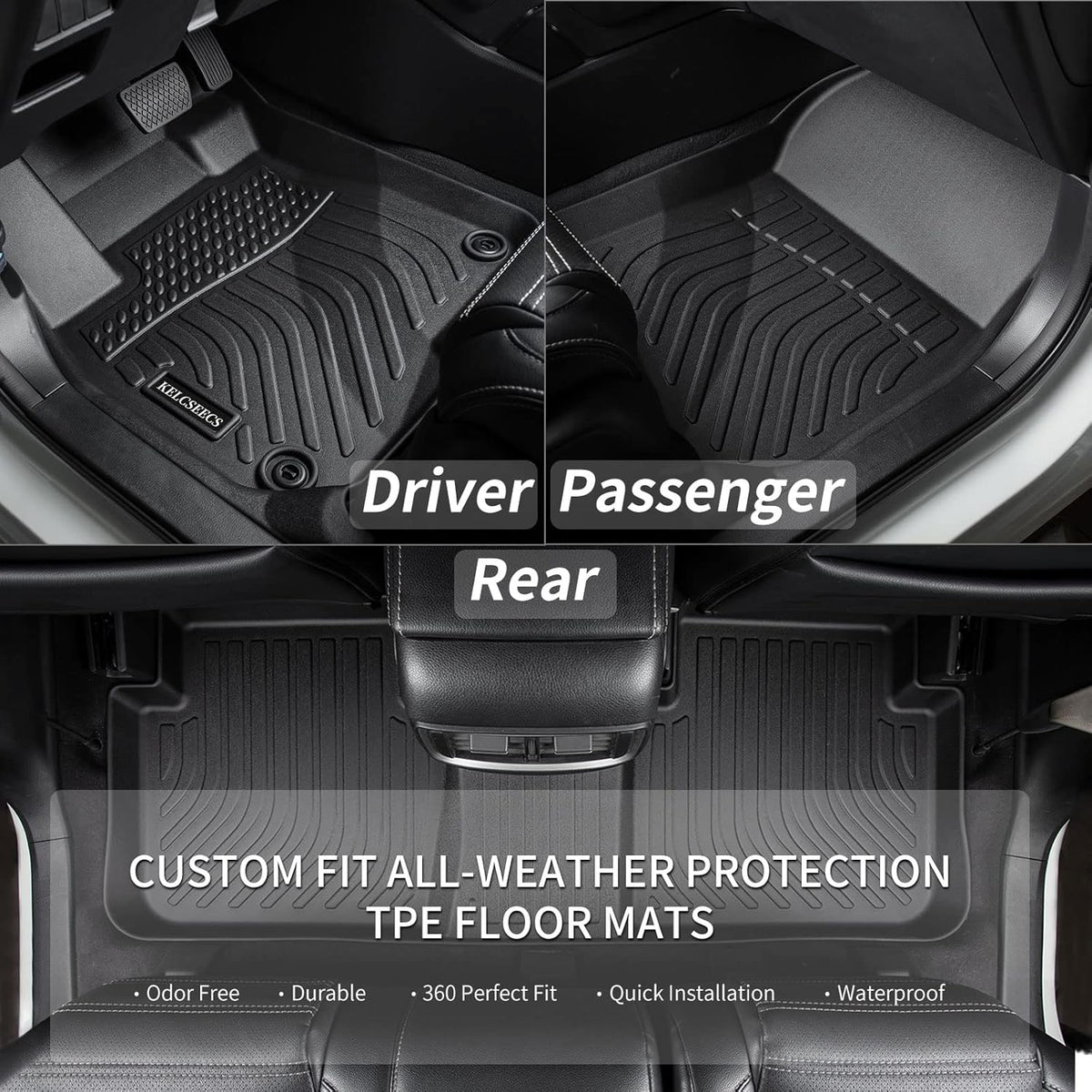 KELCSEECS® Floor Mats & Cargo Liner Custom for Acura RDX 2013 2014 2015,All Weather Protection TPE Floor Liners Front& Rear Row Full Set RDX Accessories Black