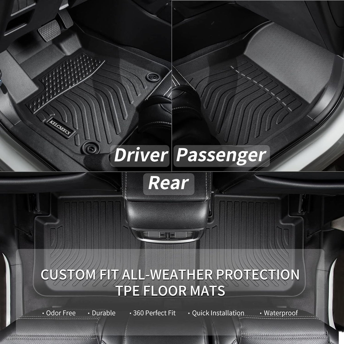 KELCSEECS® Floor Mats & Cargo Liner Custom for Acura RDX 2016 2017 2018,All Weather Protection TPE Floor Liners Front& Rear Row Full Set RDX Accessories Black