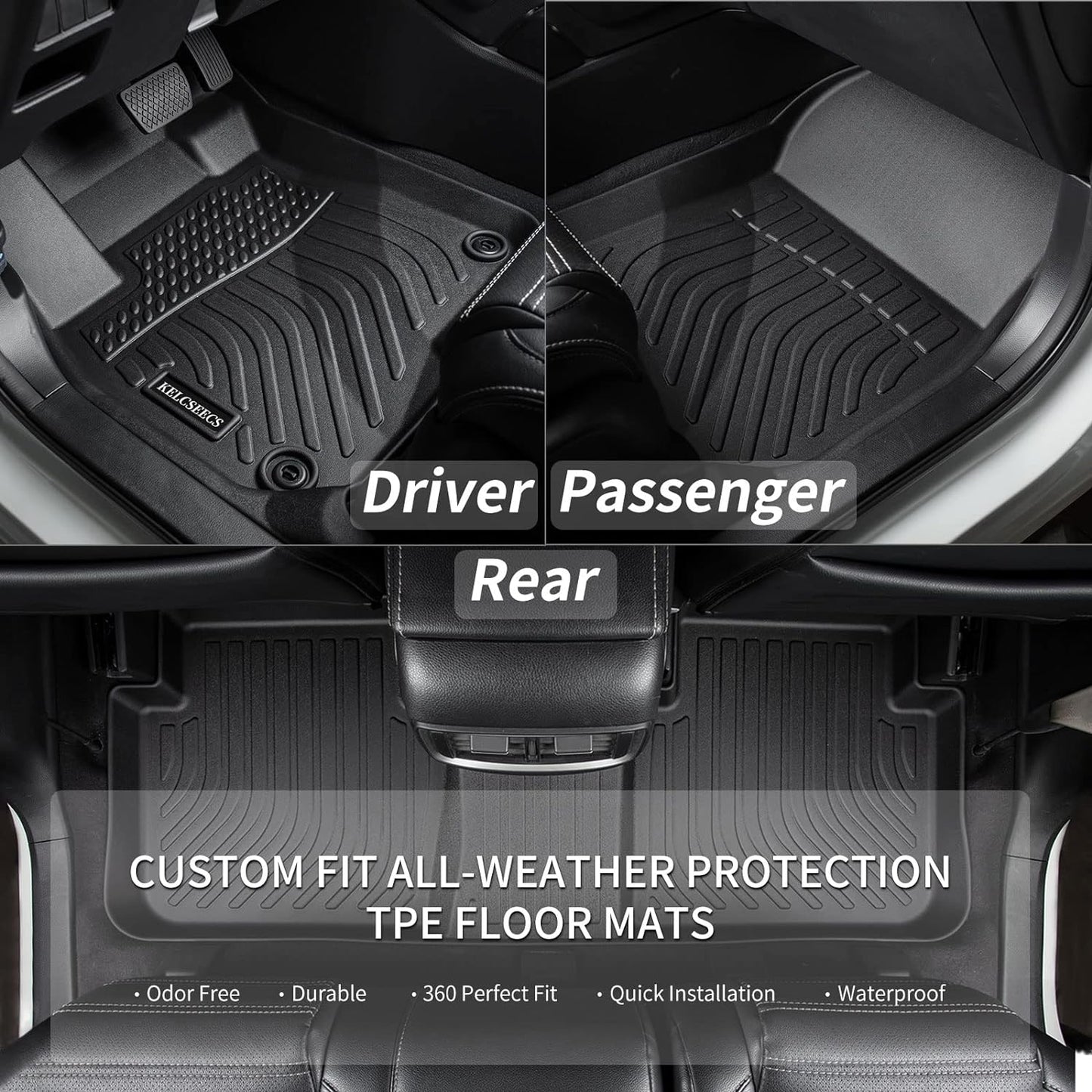 KELCSEECS® Floor Mats Custom for Nissan Frontier Crew Cab 2022-2025 (Not for 2nd with Under Seat Speaker) All Weather Protection TPE Heavy Duty Non-Slip Liners Full Set Frontier Accessories,Black