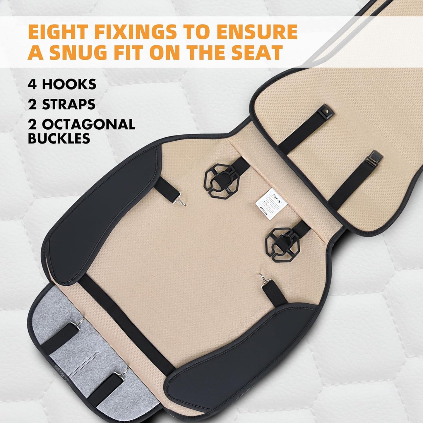 Elantrip 2PCs Front Car Seat Covers Leather Car Seat Protector Universal fit for Most Cars SUVs and Trucks Water Proof Seat Protector Black and Gold