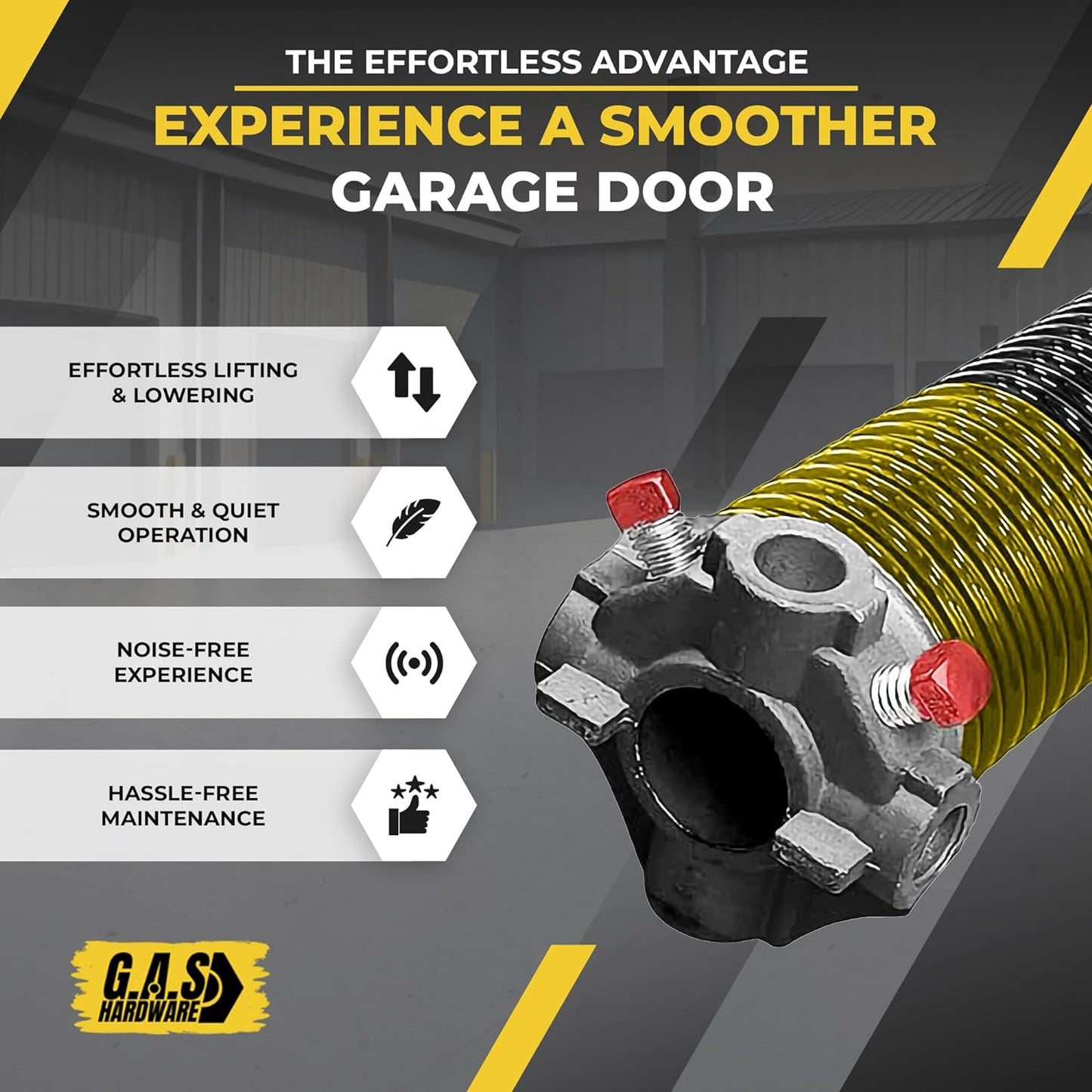 Garage Door Torsion Spring 250x2x36 for Left Side of Garage Door with Winding Bars, 1" Steel Bearing, and Gloves Heavy Duty Precision E-Coating 5-Year Warranty Minimum 30,000 Cycles (Red Cone)
