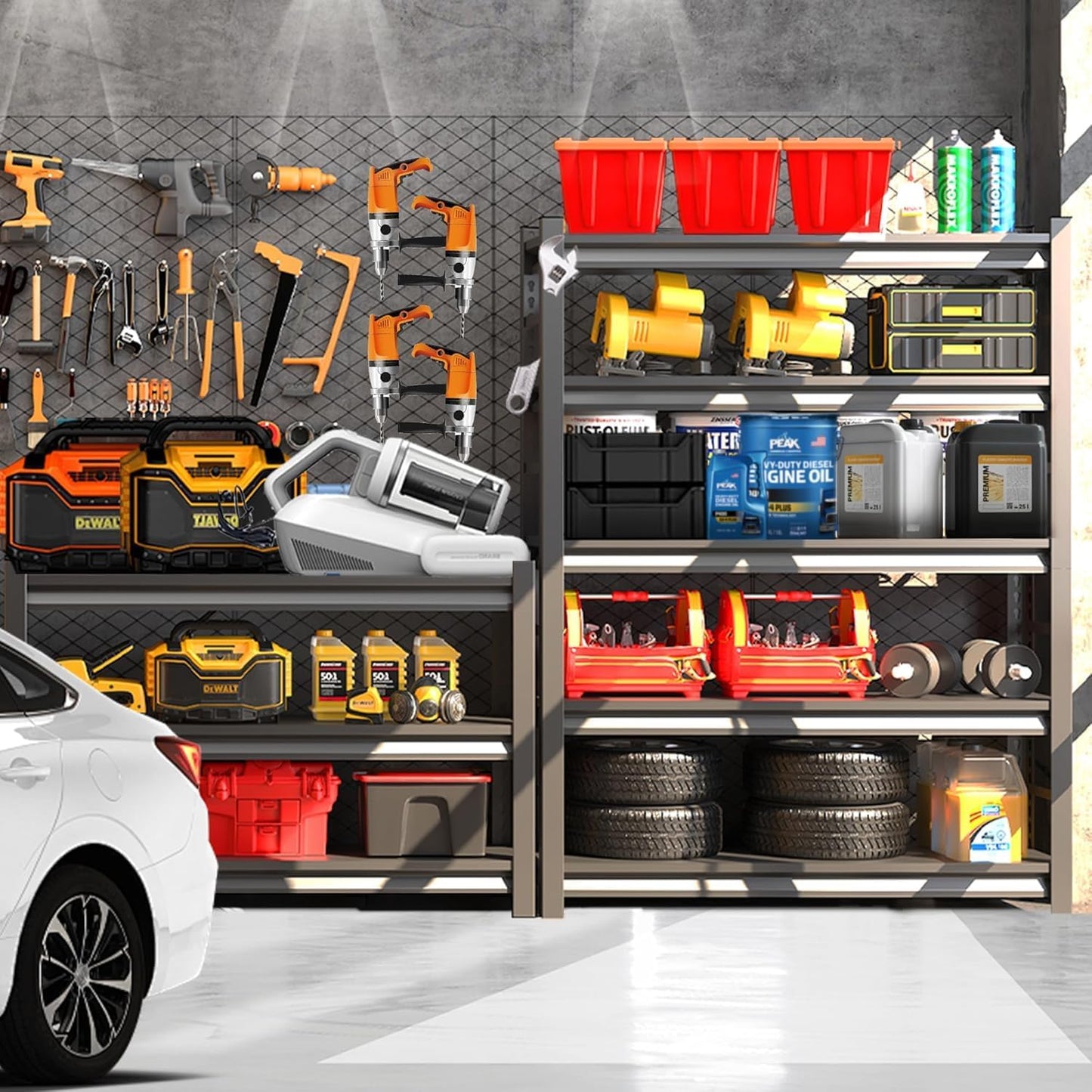Metal Garage Shelving Unit, Heavy Duty 5-Tier Adjustable Storage Rack, Steel Shelving,2000 lbs Capacity, Industrial Shelves for Heavy Tools and Equipment (5-Tier 63" H x 36" W x 14" D)
