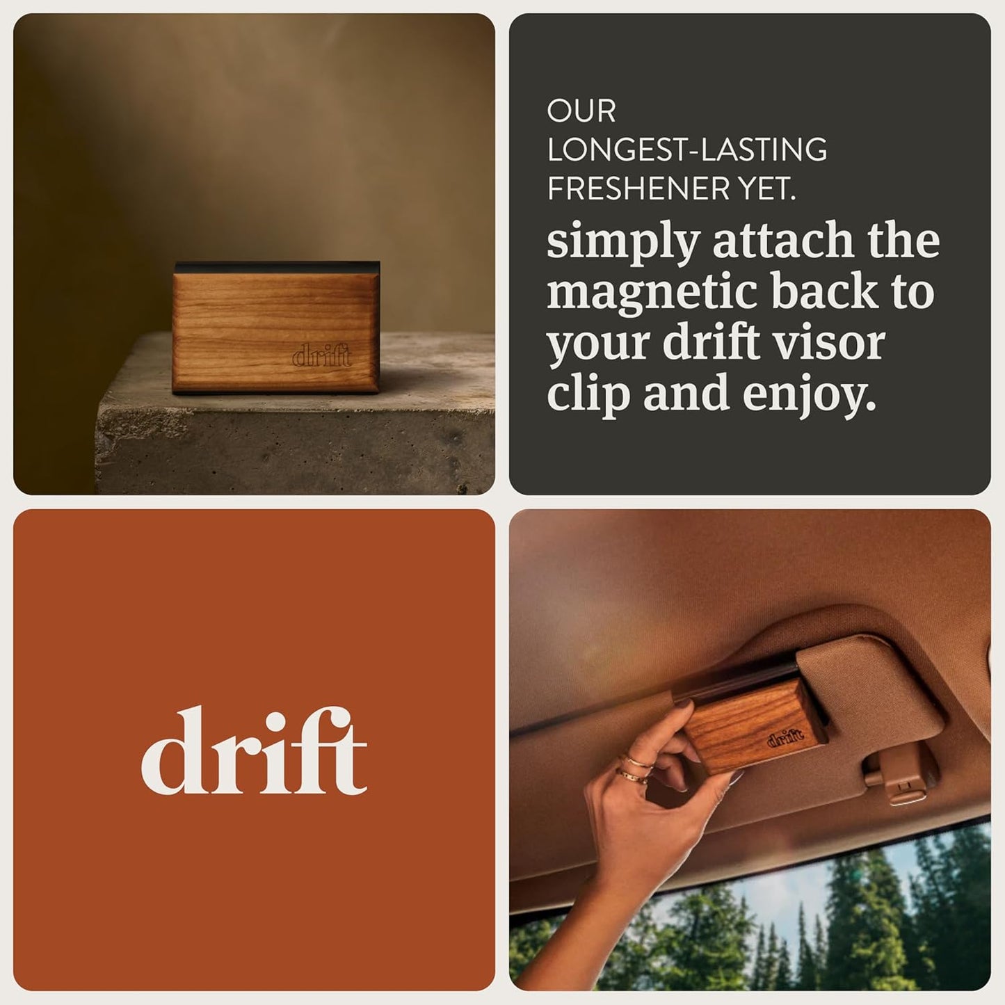 drift Car Air Freshener - Wood Air Freshener - Car Odor Eliminator - Grove Scent Starter Kit Black