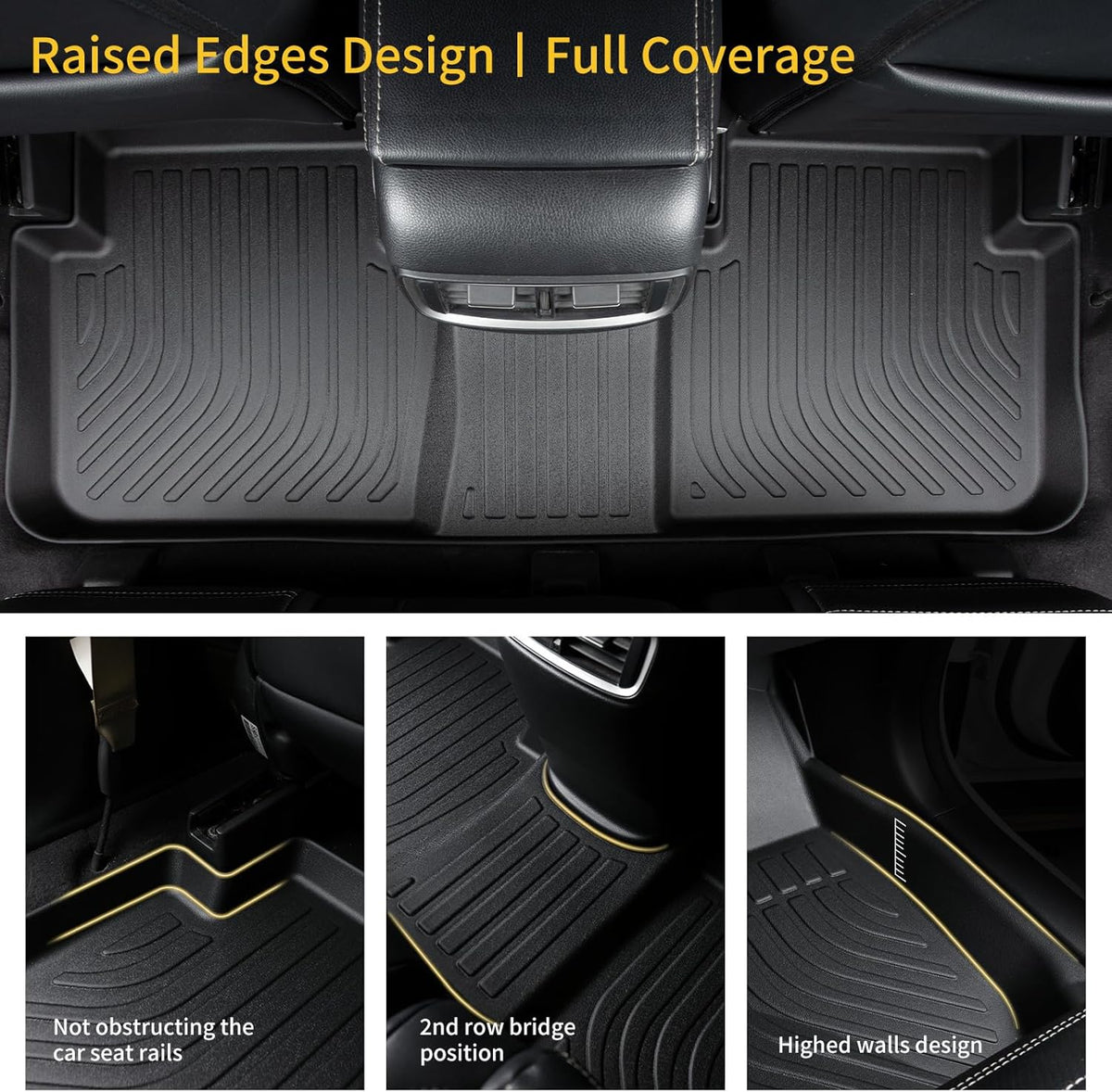GINOWY-Floor Mats for Ford Focus 2012-2018丨TPE All Weather Car Mats Rubber Liners for Ford Focus Accessories