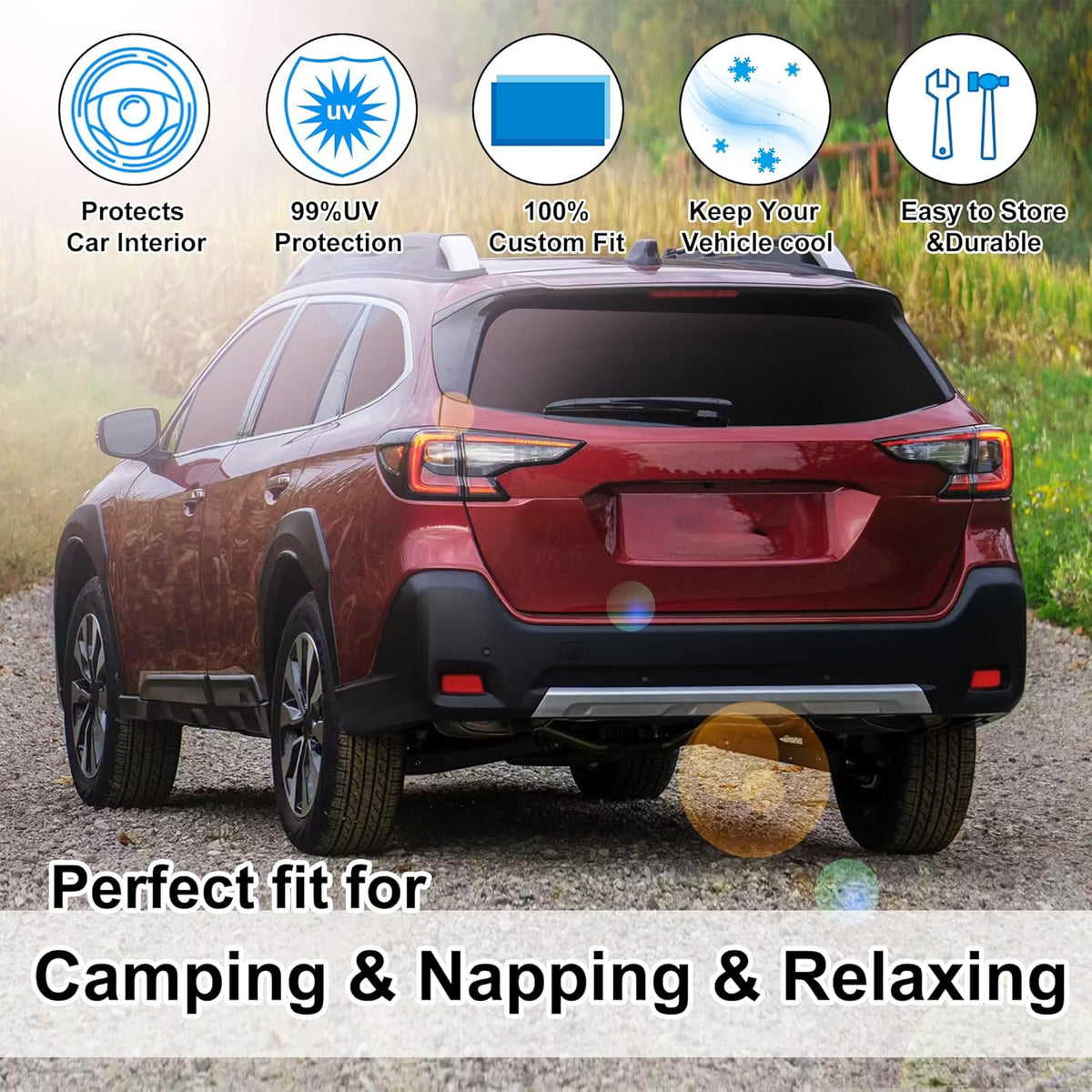 TINGLU Window Shades for Subaru Outback Wagon 2015-2019 Accessories Car Side Full Windows Cover Camping Rear Triangular Windshield Sun Shade Sun UV Rays Privacy Protection 8PCS