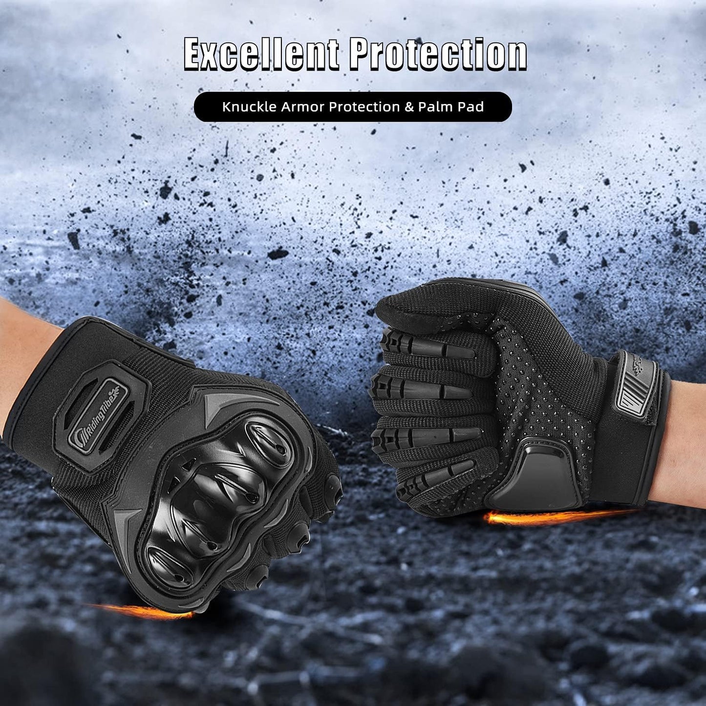 Motorcycle Gloves for Men and Women Full Finger Touchscreen Mountain Dirt Bike Gloves for Powersports BMX ATV MTB Driving Motocross Cycling Gloves(XXL, Black)