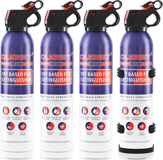 Fire Extinguisher for Home & Vehicle - 600g Fire Extinguisher | Grease & Electrical Fire Extinguisher for Kitchen, Car, Portable (4-Pack)