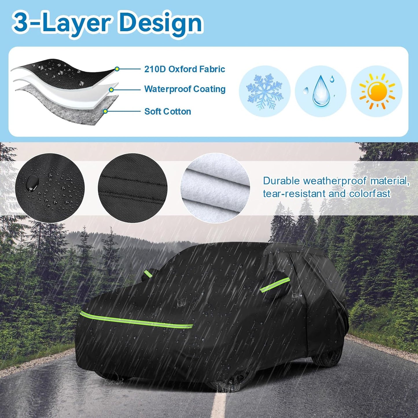 Full Car Covers for 2014-2025 Mini Cooper/Cooper S/Hardtop/Clubman/Countryman 4 Door, Car Cover Waterproof Heavy Duty All-Weather Protection with Door Zipper & Storage Bag