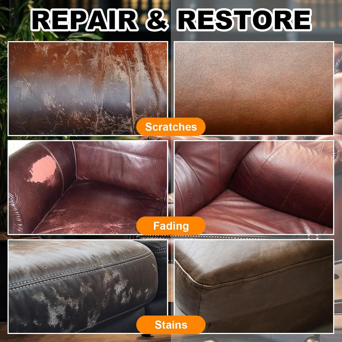 Leather Scratch Repair Balm-Leather Color Restorer for Couches Leather Scratch Remover for Carseat Boots Leather Couch Scratch Repair Couches (White)