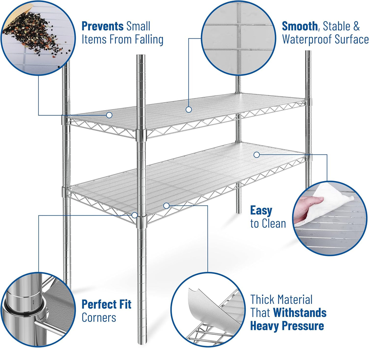 Sterling Shelf Liners Wire Rack Covers: Plastic Shelf Liner Cover for Wire Shelving: Cover Mats for Shelves in Pantry, Closet, and More: 18x48 Inch: Clear, Set of 4