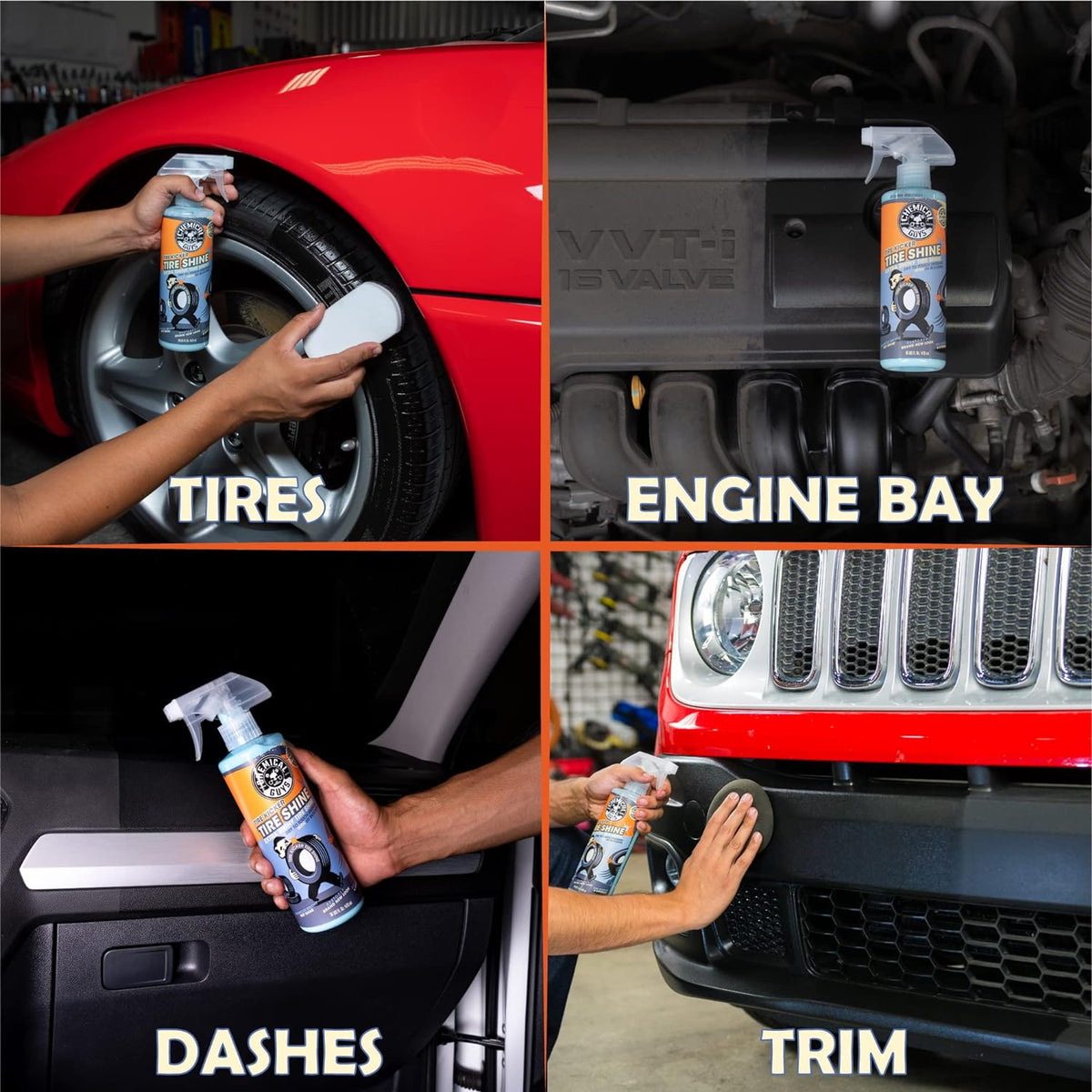 Chemical Guys Tire Kicker Sprayable Extra Glossy Tire Shine (Works on Rubber, Vinyl & Plastic) Safe for Cars, Trucks, Motorcycles, RVs & More, 16 fl oz