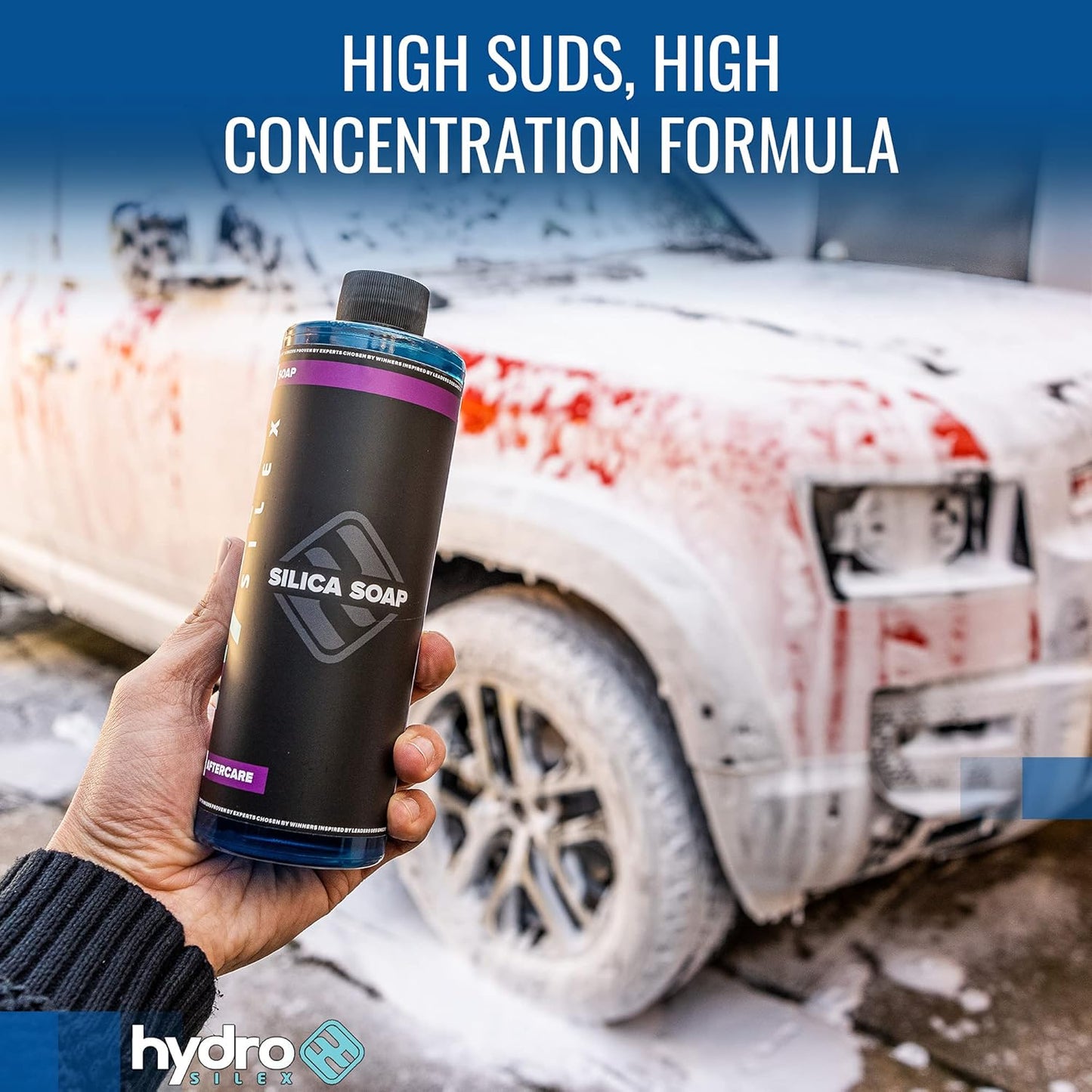 HydroSilex Ceramic High Foaming Silica Soap SIO2 Infused. Hydrophobic Coating Car Wash Soap for Paint, Vinyl, Rubber & Plastic (16oz)