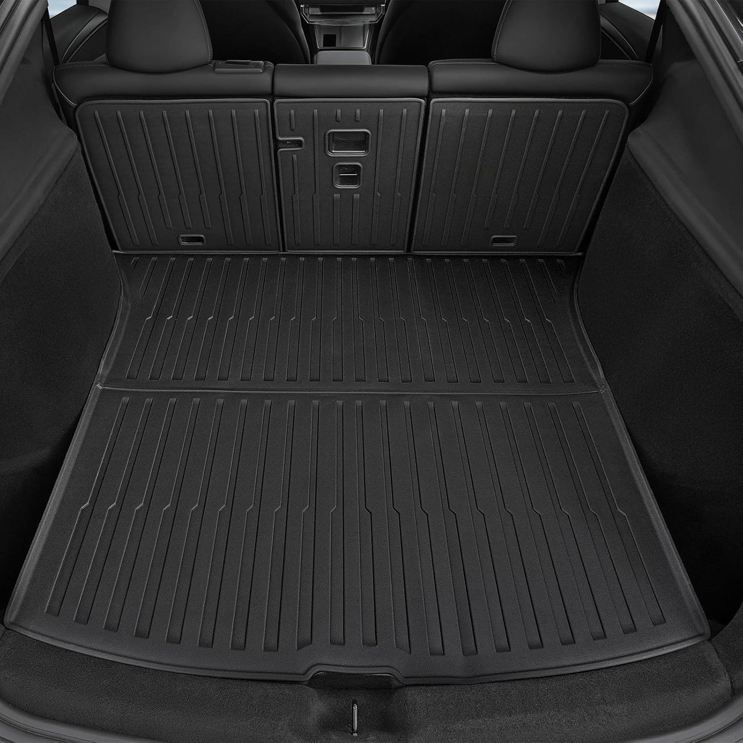 Floor Mats Set for 2025 2026 Tesla Model Y Juniper Accessories, Full Coverage All Weather Floor Mats Cargo Mat with Backrest Protectors