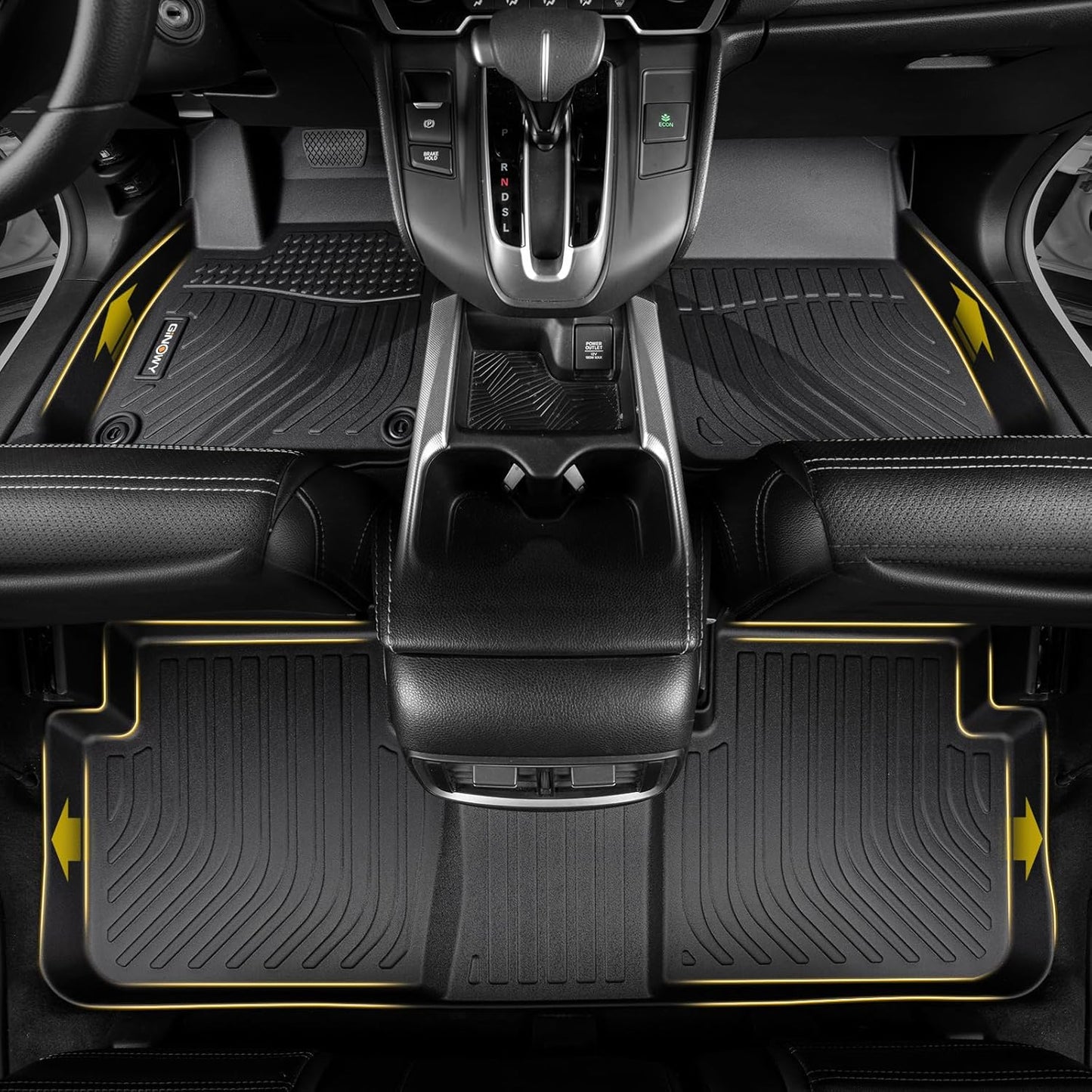 GINOWY-Floor Mats & Cargo Liner for Honda Civic Hybrid 2025(Only for Hatchback), TPE All Weather Civic Car Floor Mats Non-Slip Trunk Mat Floor Liners Waterproof Accessories Black