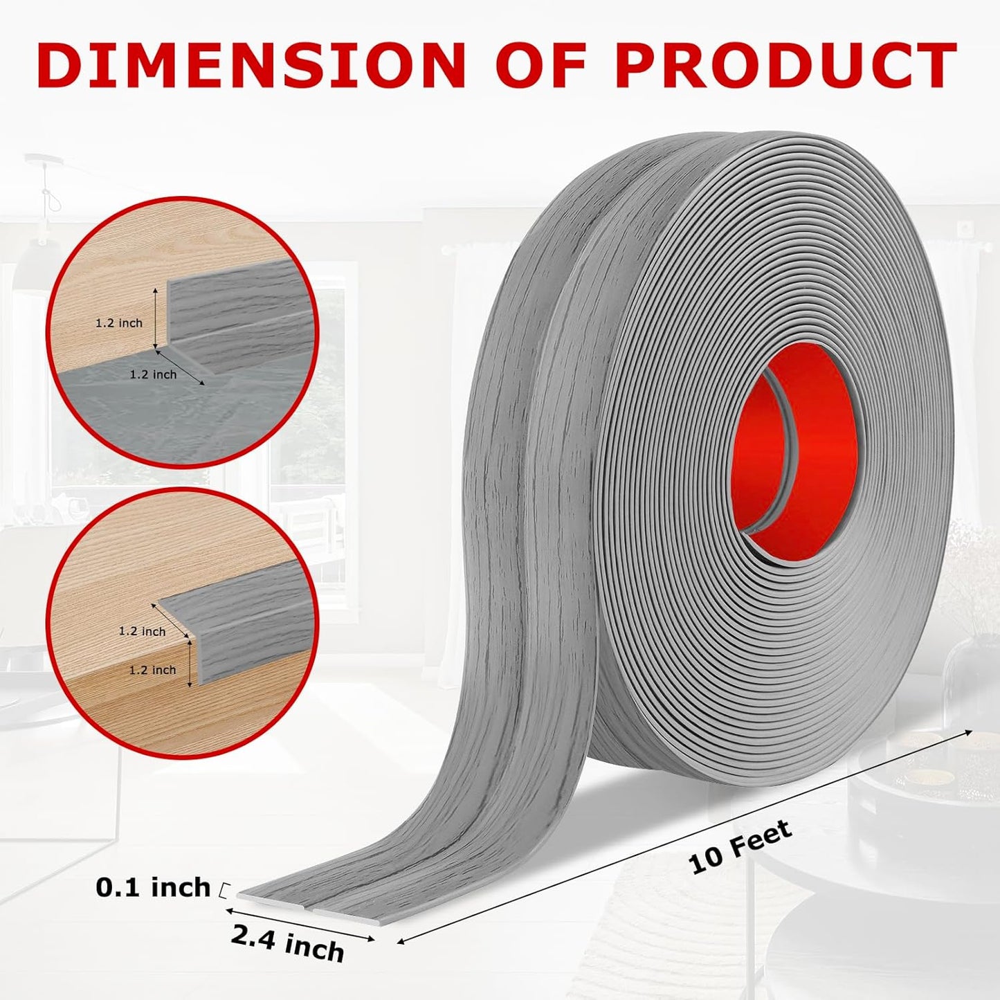 Flexible Wall Corner Protector Moulding Trim Peel and Stick Wall Corner Guards Edge Protector Self Adhesive Molding Trim Strip for Edge Ceiling (Light Gray Wood Grain, 2.4 in x 10 Ft)