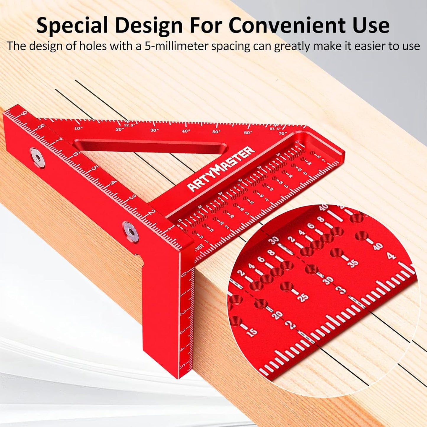 Mini 3D Multi-Angle Measuring Square Ruler, WT102C High Precision Hole Scribing Woodworking Tools, 0-90° Aluminum Alloy Carpenter Square Metric Wood Working Tools