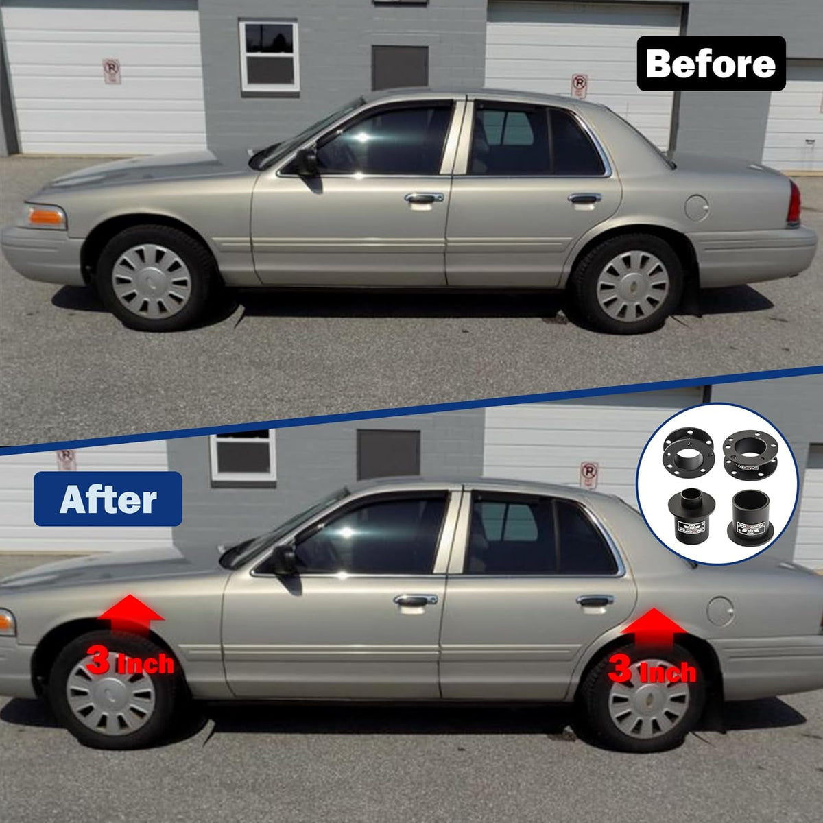 3" Front and Rear Lift Kit for 2003-2011 Crown Victoria, Grand Marquis, Town Car, and 2003-2004 Marauder