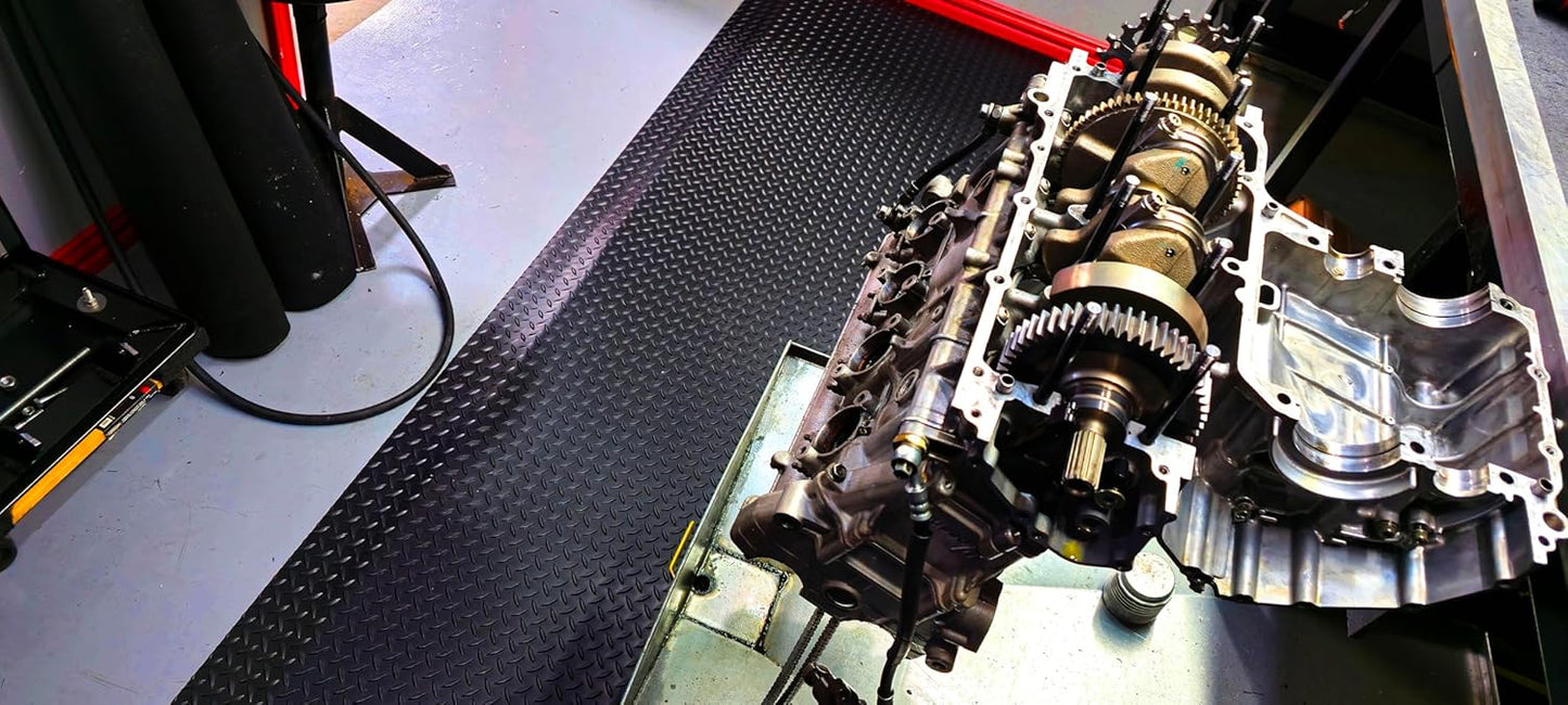 Rhino Mats, American Classic Diamond Anti-Fatigue Mats, Industrial Ergonomic Comfort Standing Mat for Work, Home, Garage, Office, Kitchen or Anywhere (Black 9/16" Thick, 4 FT. x 13 FT.)