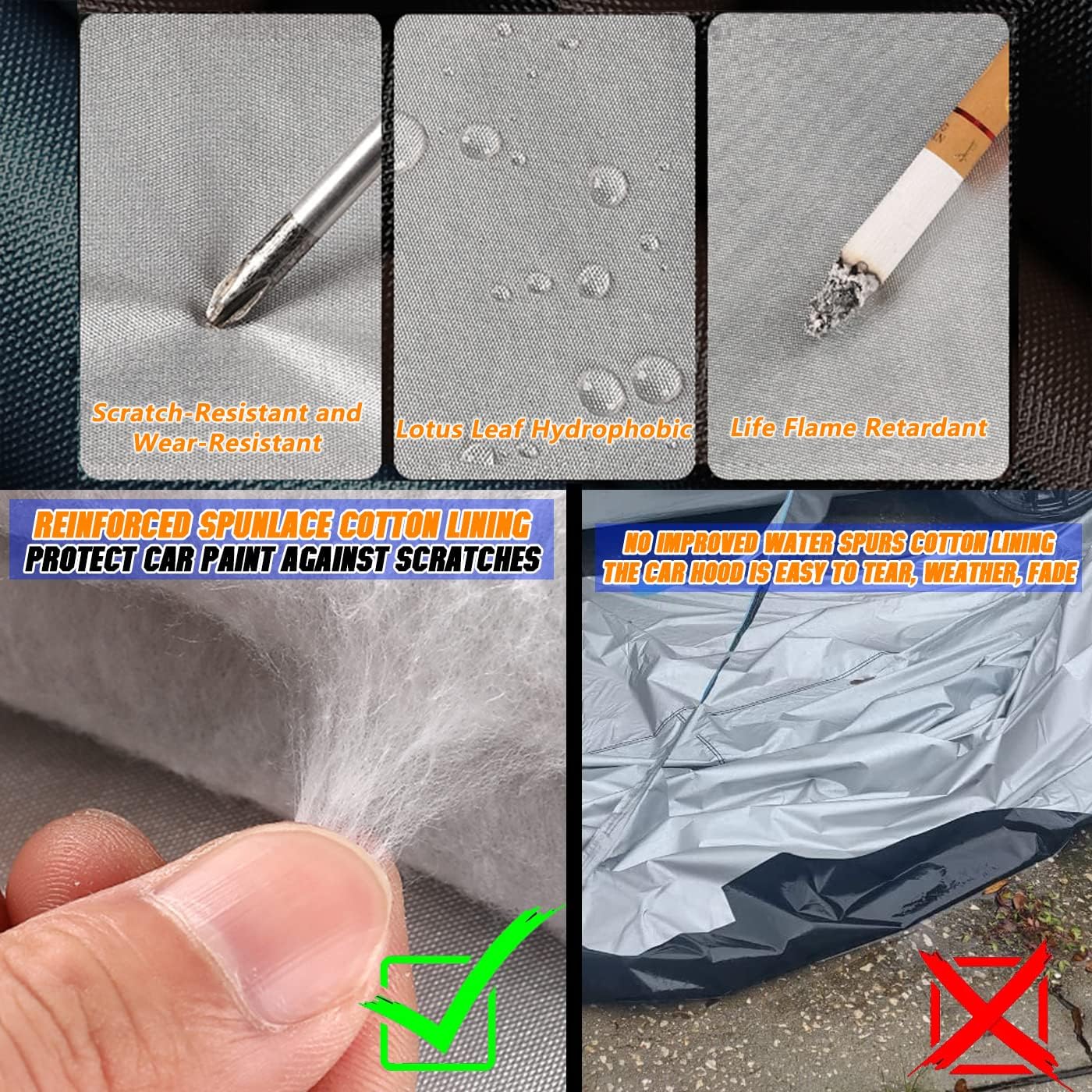 Breathable New Material, Waterproof Car Cover, Locks and Zipper Doors, Sunscreen Waterproof UV Prevention Snowproof Wind and Windproof,Suitable for Indoor Outdoor,for Sedan (Up to 181")