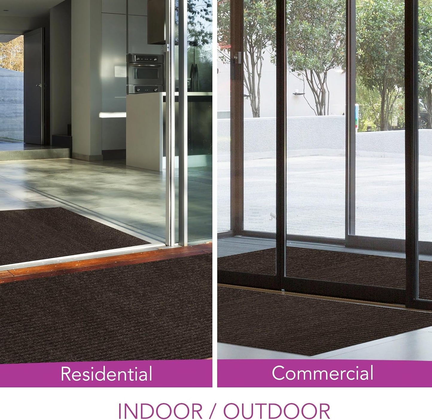 iCustomRug Spartan Weather Warrior Indoor/Outdoor Utility Ribbed Carpet Runner with Non-Slip Thermoplastic Rubber Backing, 6ft X 78ft in Brown