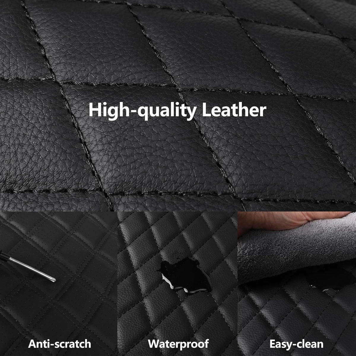 Car Seat Covers,Breathable and Waterproof Seat Covers,Luxury PU Universal Fit Automotive Airbag Compatible for Cars Sedans SUV and Truck(2 Pieces,Front Seat,Black+Blue,N1)