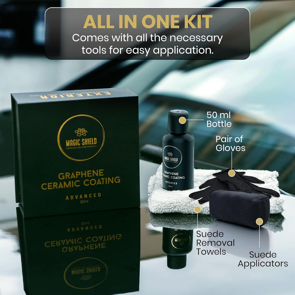 Graphene Coating for Cars │ Self-Healing, 5+ Years Durability │ Advanced SiO2 Ceramic Protection - High Gloss, Anti-Scratch - Perfect for Cars, Motorcycles, Marine, and RVs