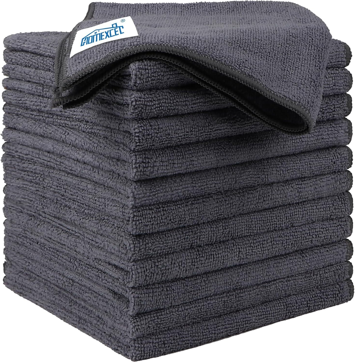 HOMEXCEL Microfiber Cleaning Cloth 12 Pack, 12.5 x 12.5 inch Microfiber Towels for Cars, Ultra Absorbent Car Washing Cloth, Lint Free Streak Free Cleaning Rags for Car, Kitchen, and Window (Grey)