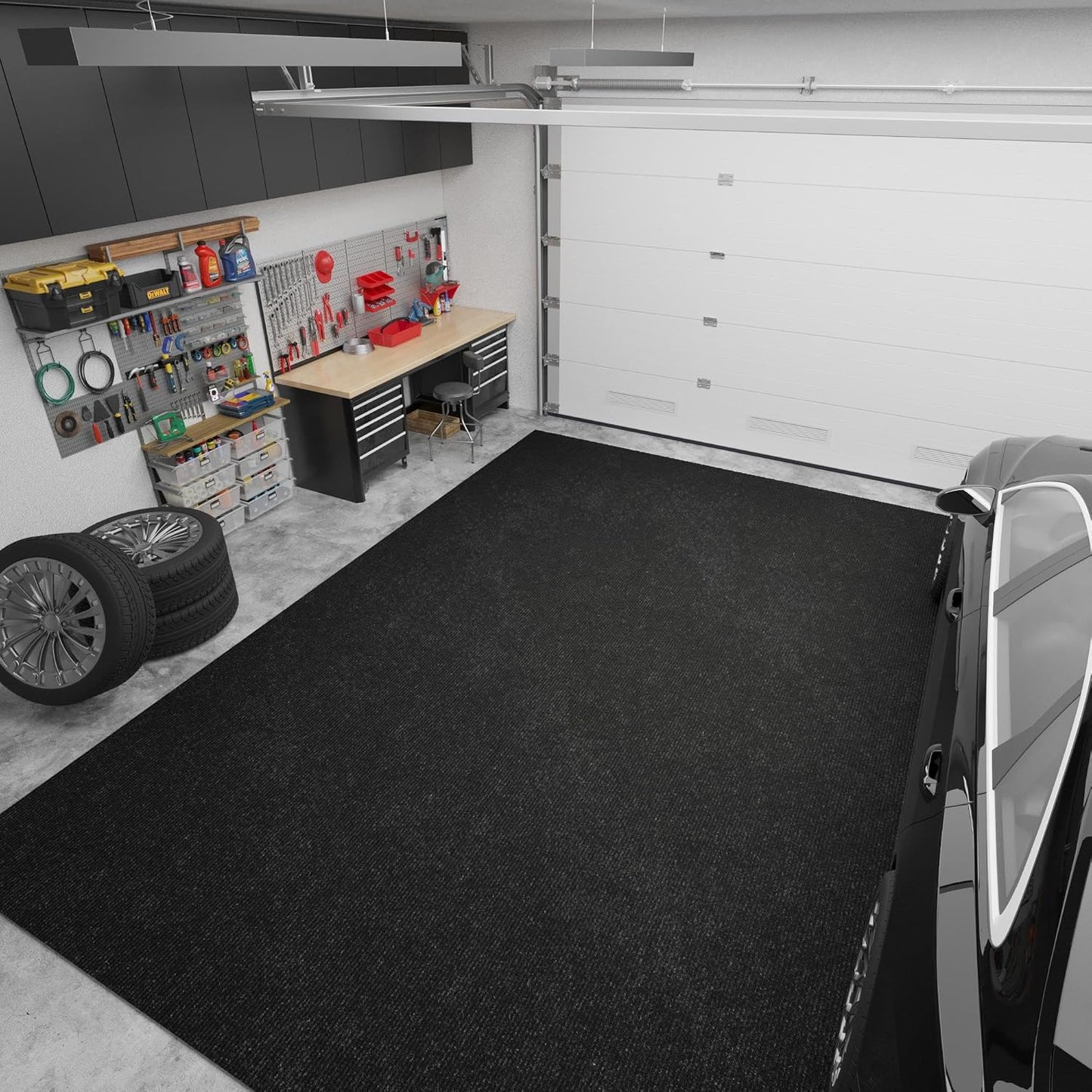 Ottomanson 6'6" x 22' Hallway Runner with Scraper Pile - Extra Durable Non-Slip Rug Mat for Indoor & Outdoor Use - Ideal for Kitchen, Entryway & Garage - High-Traffic Carpet, Black