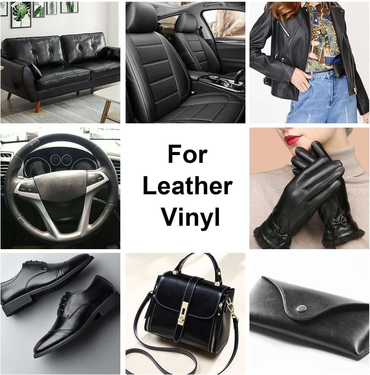 Black Leather Recoloring Balm, Leather Color Restorer Conditioner, Leather Repair Kits for Vinyl Furniture, Sofa, Car Seats, Shoes - Repair Leather Color on Faded & Scratched Leather Couches