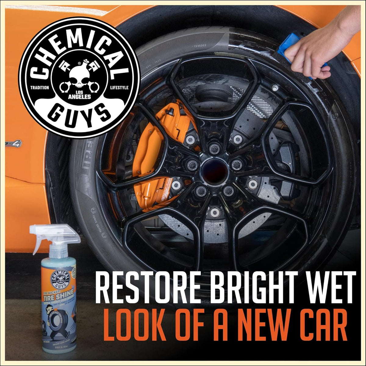 Chemical Guys Tire Kicker Sprayable Extra Glossy Tire Shine (Works on Rubber, Vinyl & Plastic) Safe for Cars, Trucks, Motorcycles, RVs & More, 16 fl oz