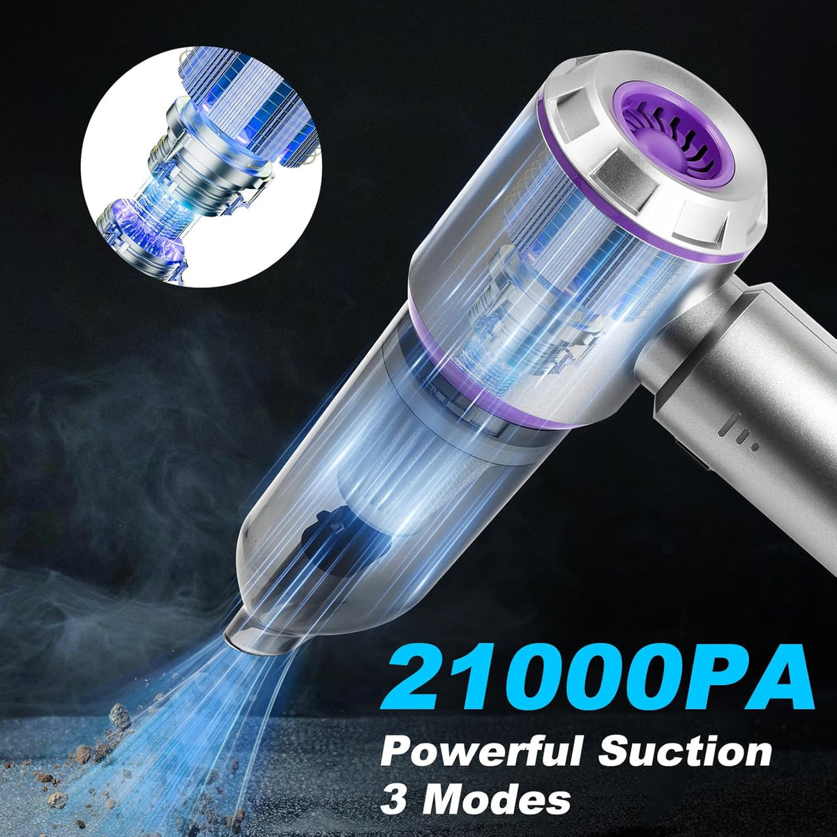 Car Vacuum Portable Cordless,21000PA High Power,Mini Vacuum Cleaner,4-in-1 With Brushless Motor,Air Blower,Handheld Vacuum Cordless,3 Gear Adjustment,Car Vacuum Cleaner Suitable for Cars,Home,Outdoors