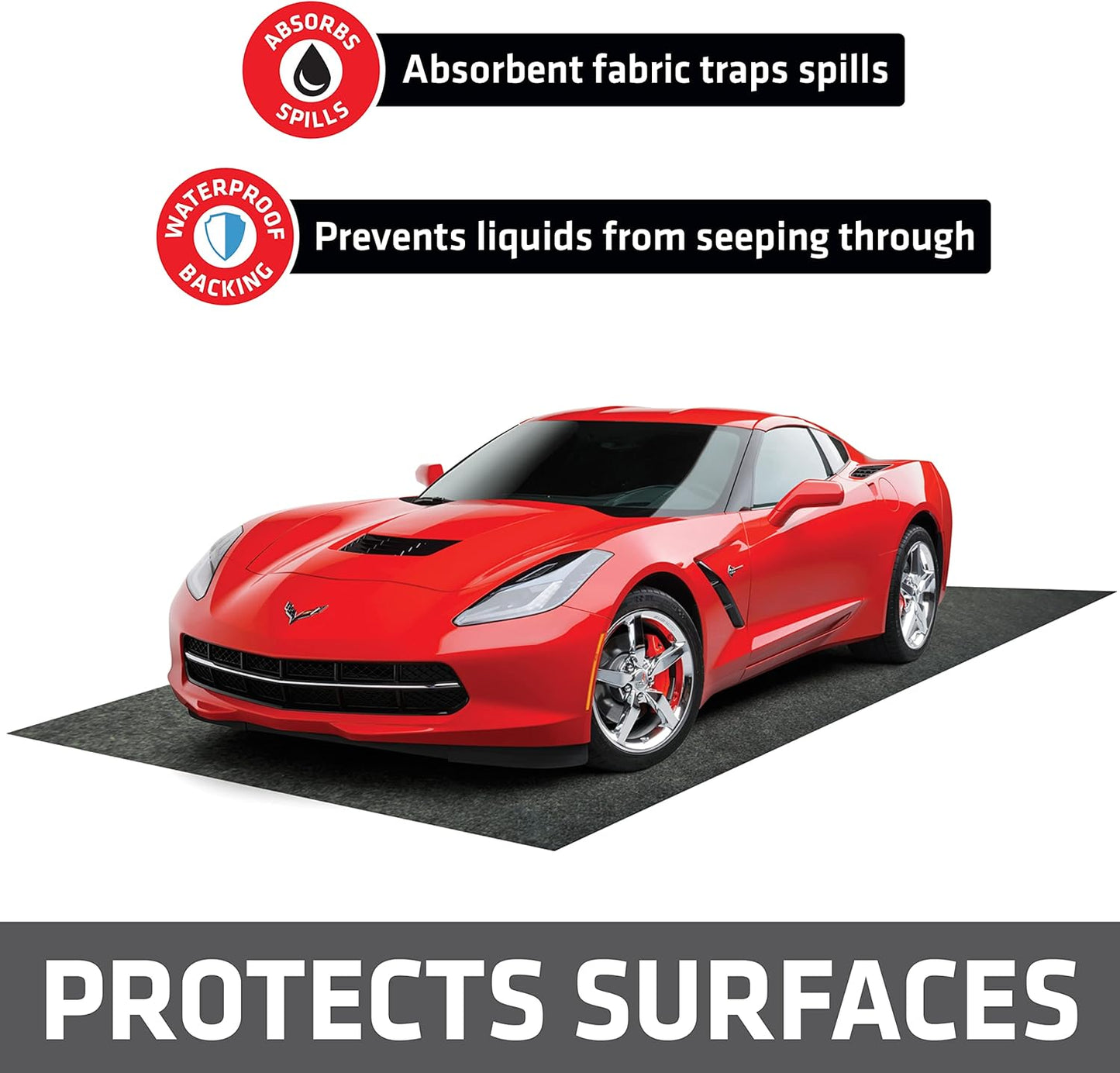 Drymate Garage Floor Mat, (17' x 7'4"), Protects Surfaces, Transforms Garage, Absorbent, Waterproof, Durable (USA Made) (Charcoal) (Includes Double Sided Tape)