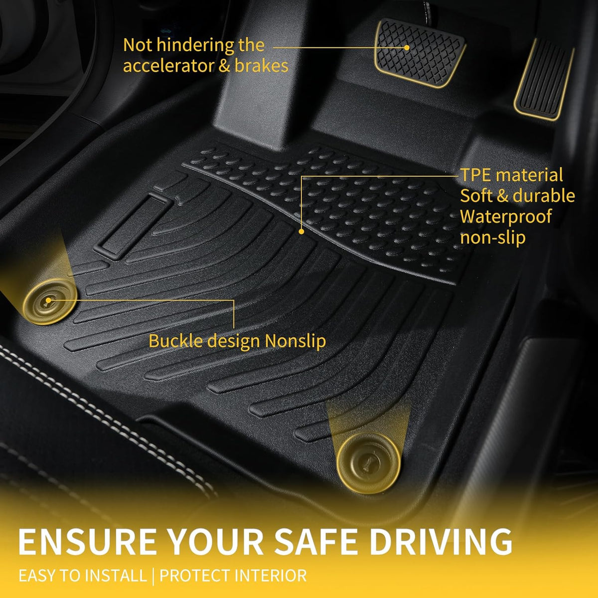 GINOWY-Floor Mats for Acura TLX 2021-2024 2025 All Weather Car Floor Mats TLX 2024 Waterproof Easy to Clean TLX Floor Liners Accessories Black