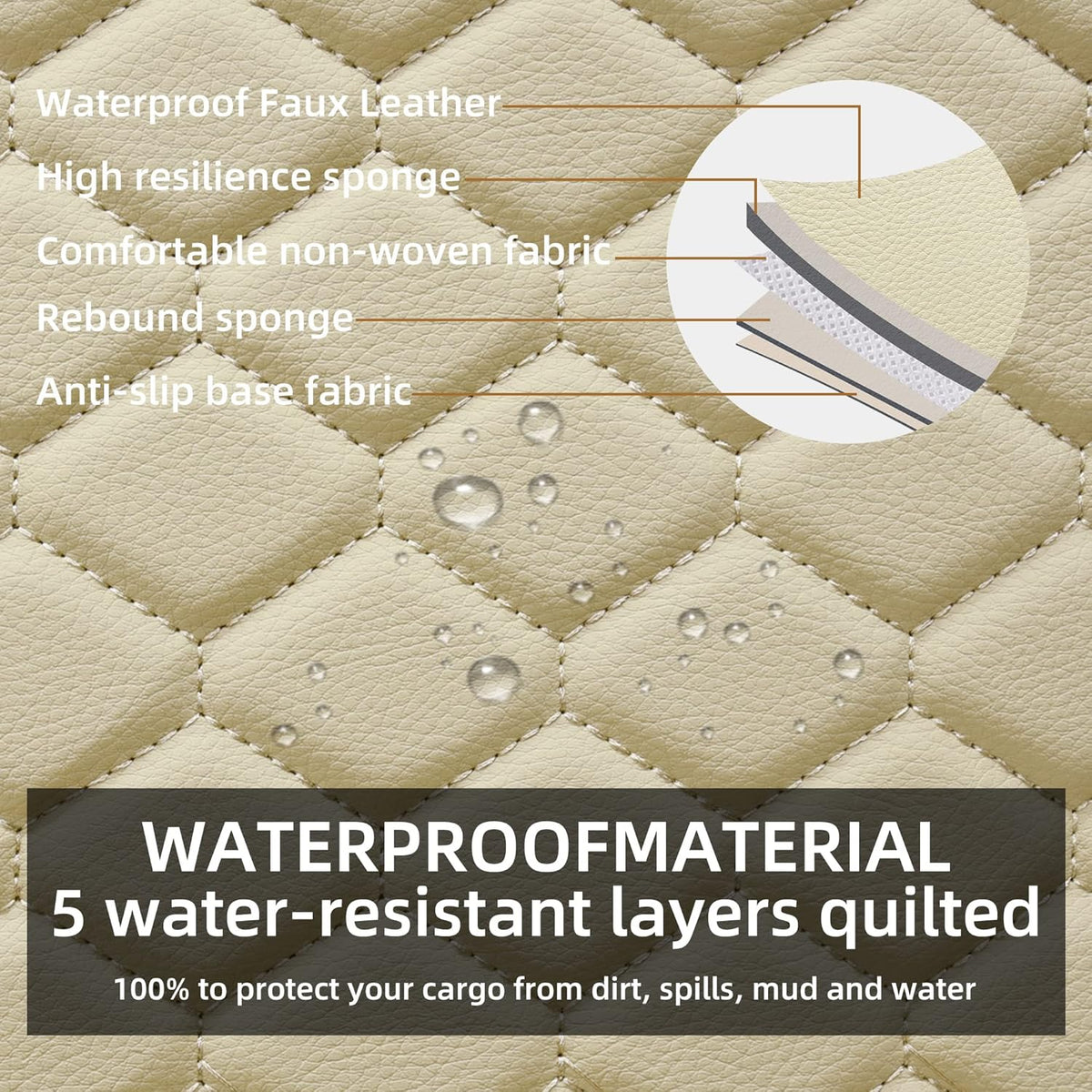 Elantrip Auto Car Seat Covers Leather Car Seat Protector for Women Airbag Compatible Diamond Pattern PU Seat Cover Universal Fitness 2PCs Beige