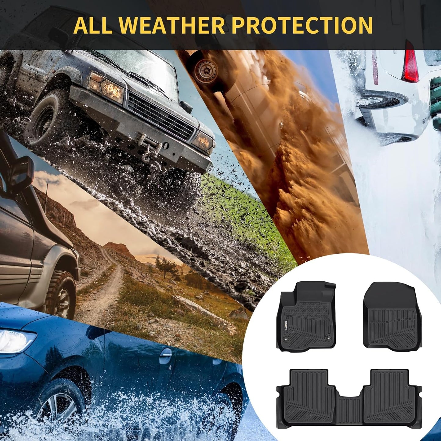 GINOWY- Floor Mats for Mazda 6 2014-2021, TPE All Weather Protection Car Mats for Mazda 6 2021, Non-Slip Floor Liners Waterproof Heavy Duty Automotive Accessories Black