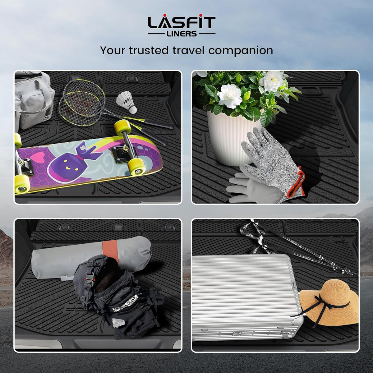 LASFIT Cargo Mat for Jeep Grand Cherokee 2011-2021 All Weather TPE Custom Fit Rear backrest Mat Trunk Seatback Cargo Liner, Black