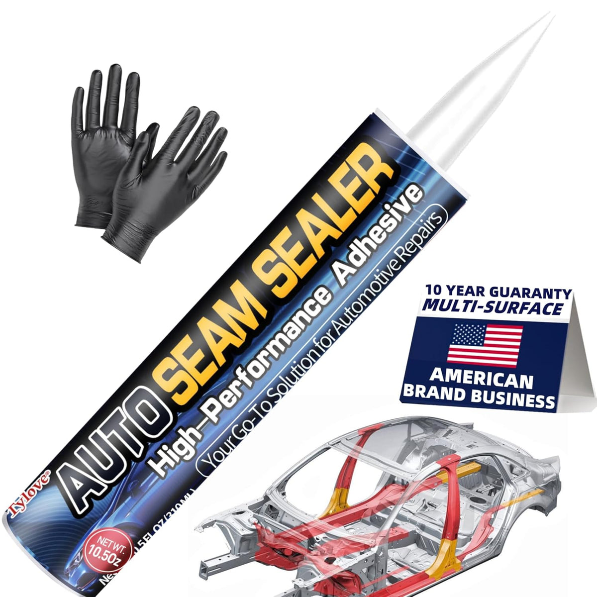 Seam Sealer Automotive-Professional Grade High Strength Waterproof Adhesive for Truck,Marine,Auto Body Repair, Rust & Leak Prevention-Quick Paintable Sealant for Metal,Plastic,RV Roof Sealant White