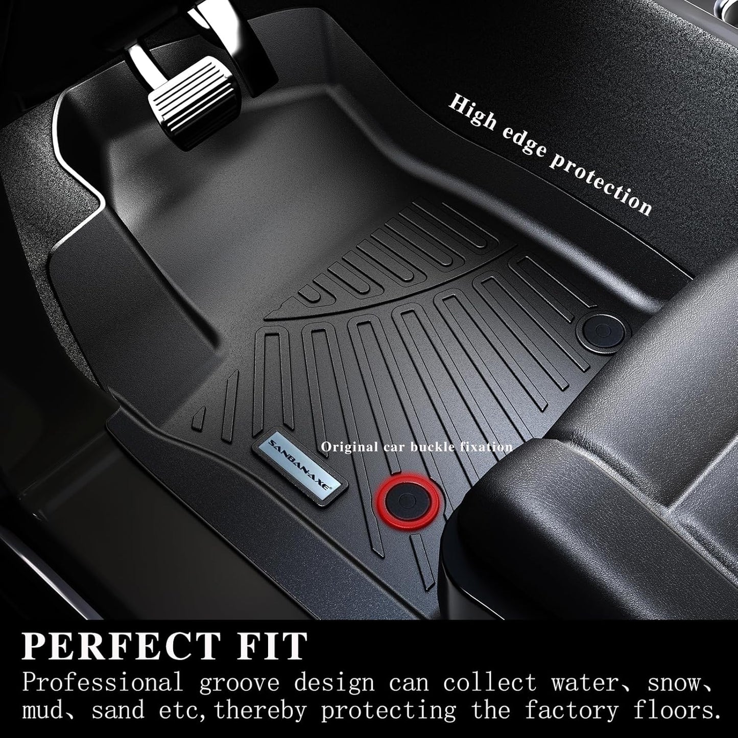 Floor Mats for 2024 2025 KIA K4,TPE All Weather Protection Car Floor Liners-Black
