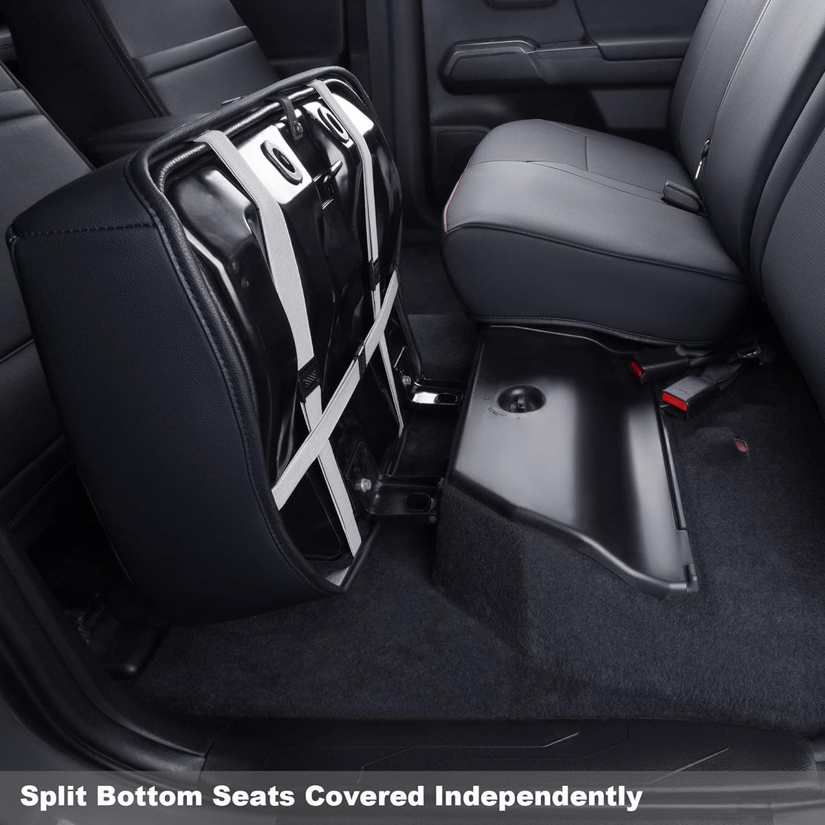 LUCKYMAN CLUB Tacoma Custom Fit Seat Covers for 2016-2023 Tacoma Crew Cab with Faux Leather (Black & Red)