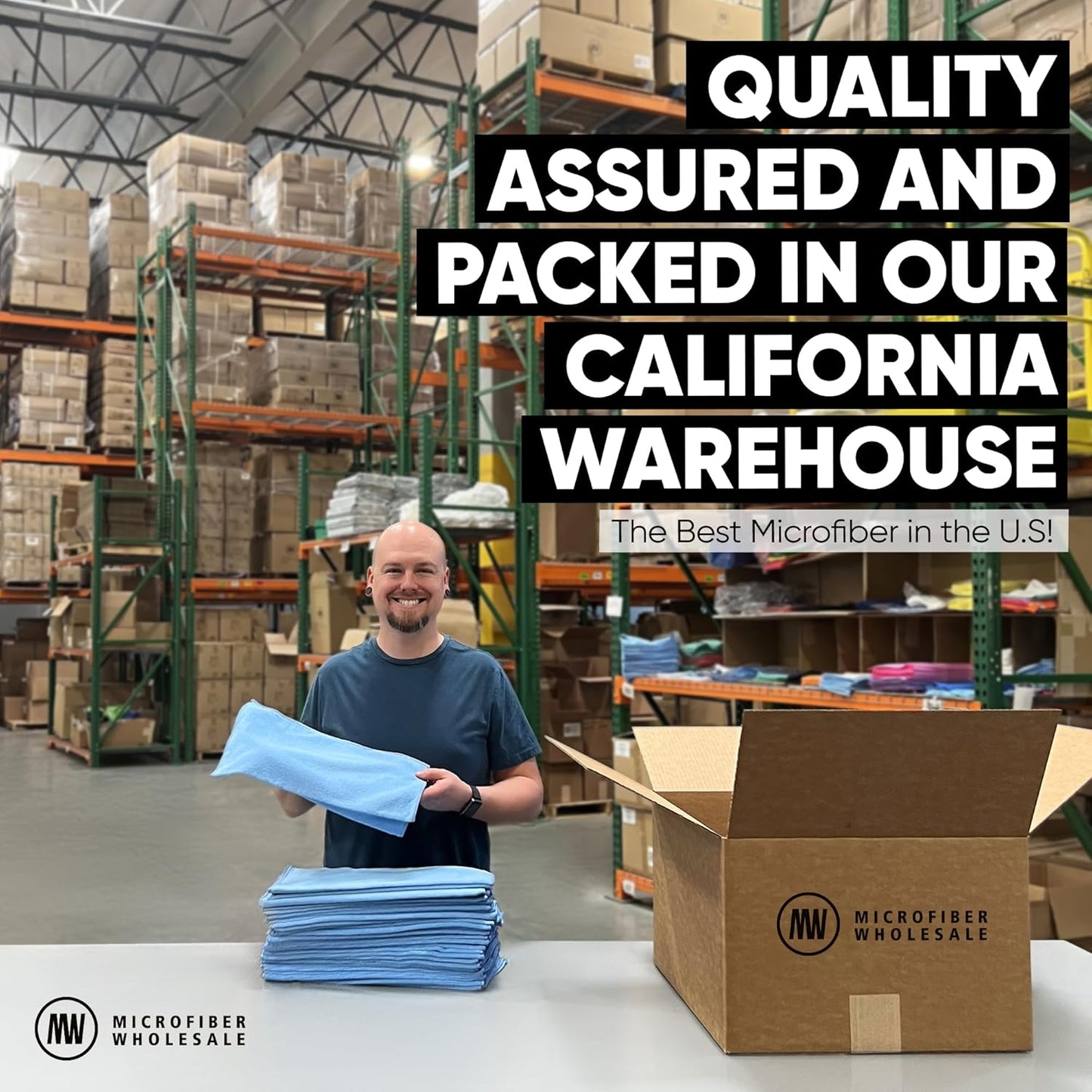 16" x 16" All Purpose Microfiber Towels - 50 Pack - Reusable Wash Cloths, Dust, Kitchen, Car, Shop Rags for Cleaning (Blue)