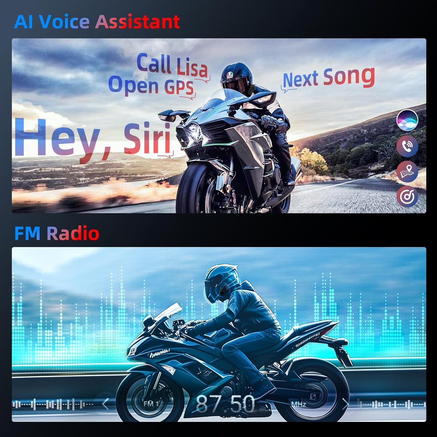 Moman Motorcycle Intercom Headset, CP-E 6 Riders 2000M Group Helmet Communication System, Universal Pairing with Music Sharing FM Radio Noise Cancellation Waterproof, 1 Pack, Helmet-Intercom-Headset